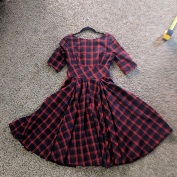 Red Tartan Swing Dress